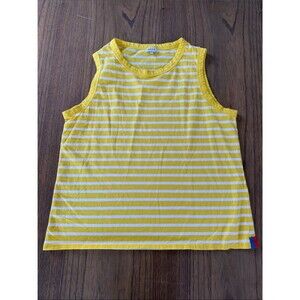 KULE Signature Yellow White Striped The Tank Top Crewneck Cotton Size Small